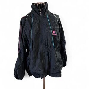 Vintage Cross Fusion Black Windbreaker Jacket 80s 90s Retro Nylon Zip